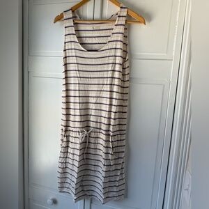 Carve Designs Purple and Cream Striped Midi Dress